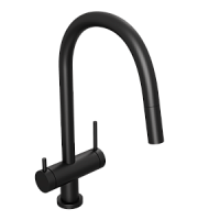 Смеситель для кухни Abelsberg Aera EMF71709MB c вытяжным изливом и возможностью подключения фильтра для воды, цвет матовый черный