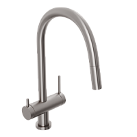 Смеситель для кухни Abelsberg Aera EMF71709BN c вытяжным изливом и возможностью подключения фильтра для воды, цвет титан, PVD покрытие