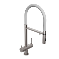 Смеситель для кухни Abelsberg Venta IXF73979BN c гибким изливом и возможностью подключения фильтра для воды, цвет титан, PVD покрытие